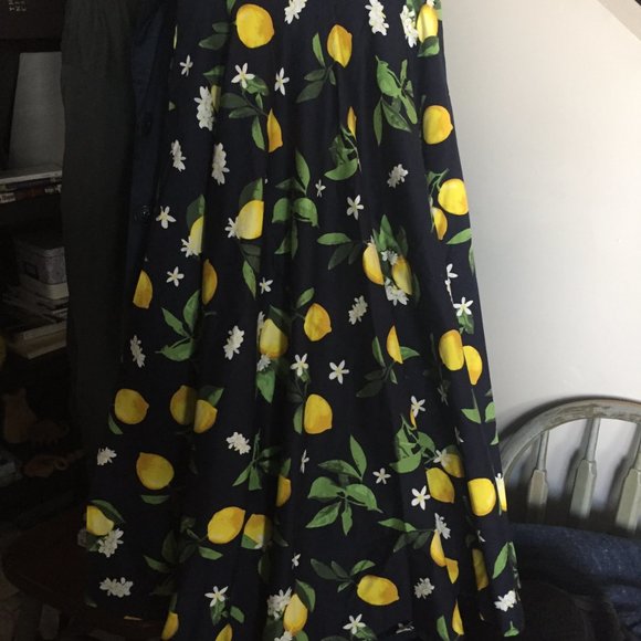 1950s Summer Lemon Navy Circle Skirt - Picture 3 of 5